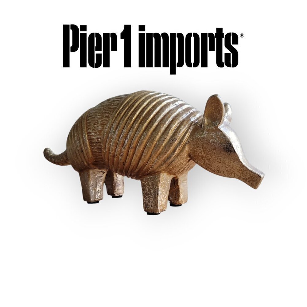 Pier 1 Golden Armadillo Figurine – Holiday Decor, Iconic Friends TV Show Vibes